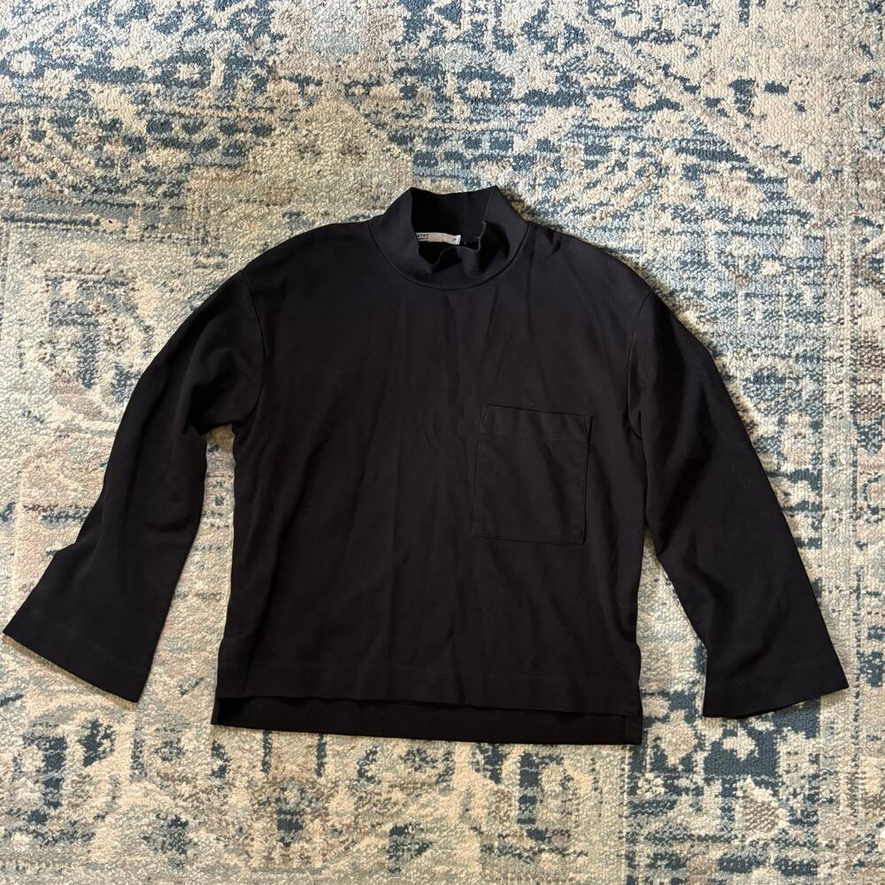 Anthropologie Stateside Mock Neck Boxy Long Sleeve Black Modal Supima Top